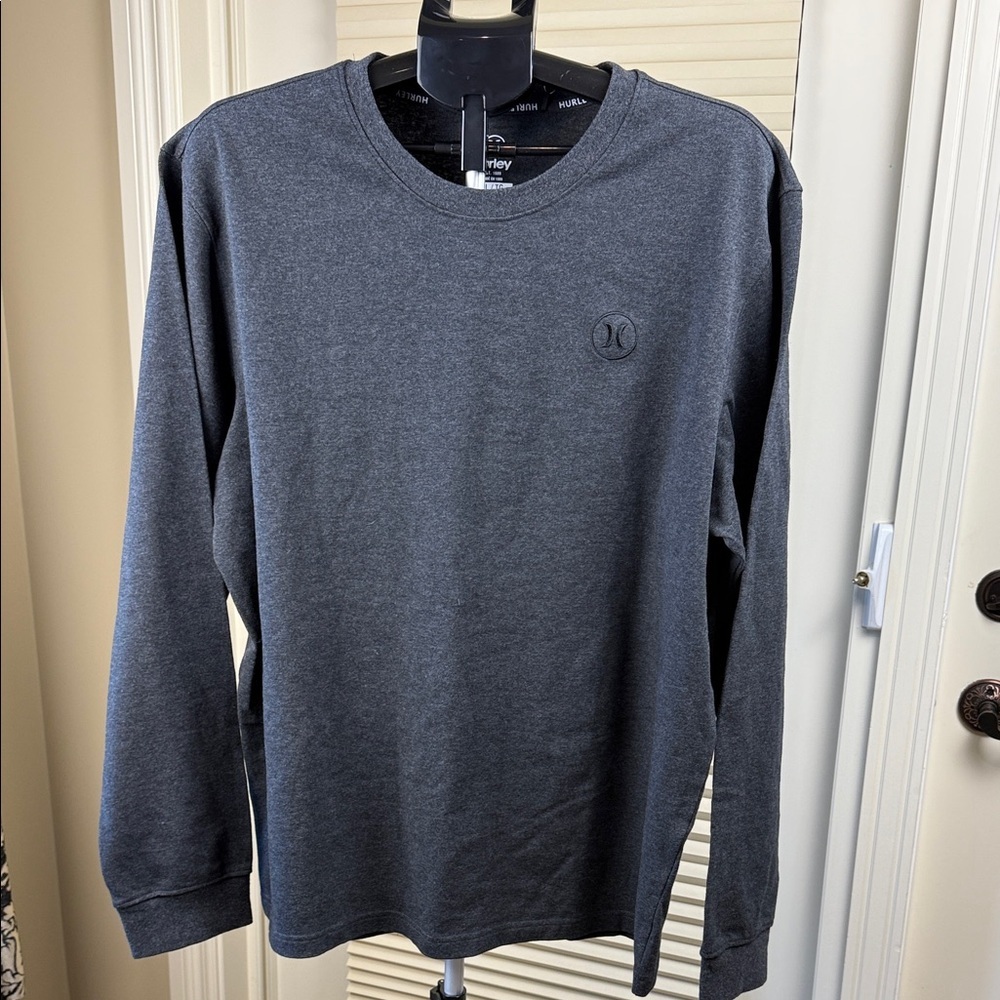 Hurley Long Sleeve Crewneck Shirt Mens XL Dark Gray Casual Cotton Blend